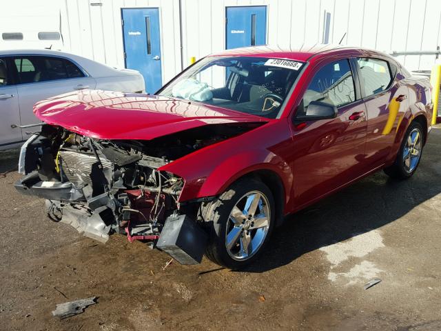 1C3CDZAB4EN109906 - 2014 DODGE AVENGER SE RED photo 2