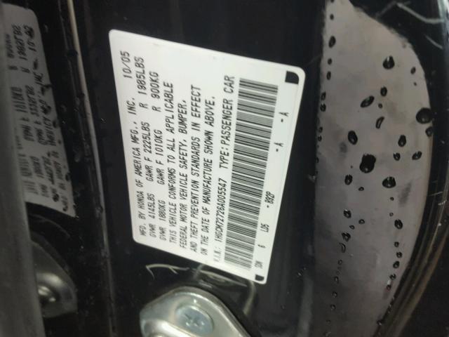 1HGCM72726A005547 - 2006 HONDA ACCORD EX BLACK photo 10