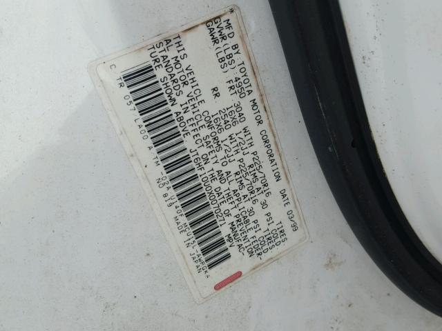 JT6HF10U0X0070271 - 1999 LEXUS RX 300 WHITE photo 10