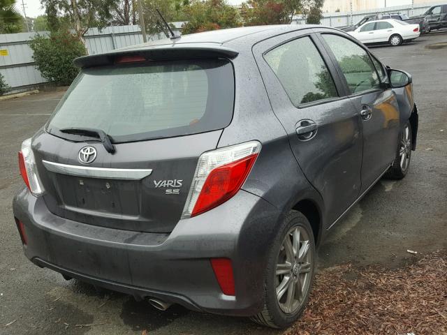 JTDKTUD36ED584237 - 2014 TOYOTA YARIS GRAY photo 4