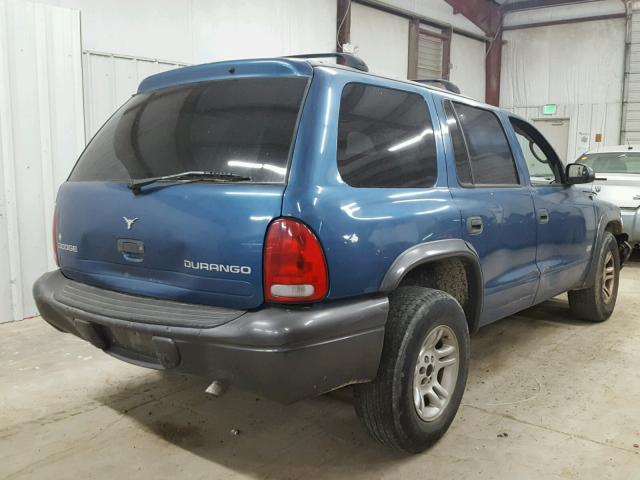 1B4HR38N22F107123 - 2002 DODGE DURANGO SP BLUE photo 4