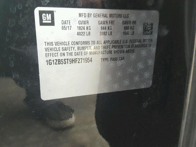 1G1ZB5ST9HF271954 - 2017 CHEVROLET MALIBU LS შავი ფოტო 10