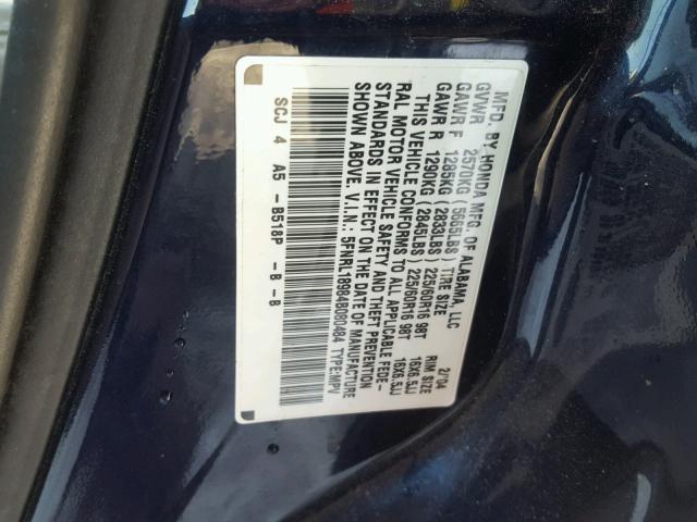 5FNRL18984B080484 - 2004 HONDA ODYSSEY EX BLUE photo 10