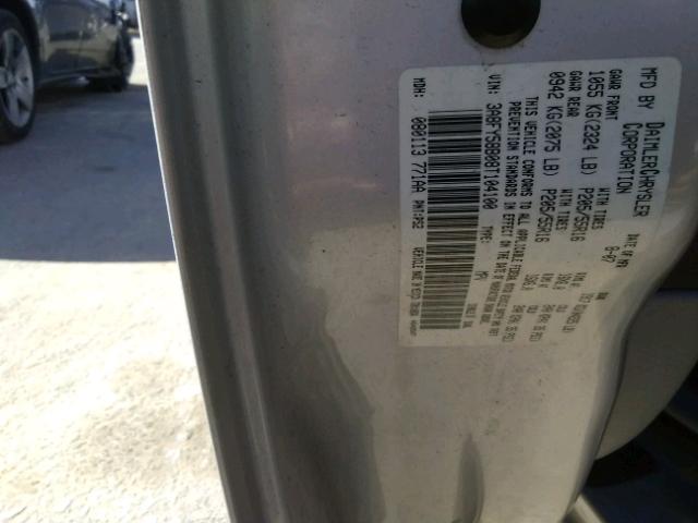 3A8FY58B08T104100 - 2008 CHRYSLER PT CRUISER GRAY photo 10