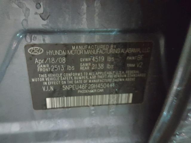 5NPEU46F29H450441 - 2009 HYUNDAI SONATA SE BLUE photo 10