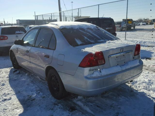 1HGES15531L067994 - 2001 HONDA CIVIC LX SILVER photo 3