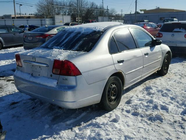 1HGES15531L067994 - 2001 HONDA CIVIC LX SILVER photo 4