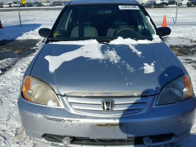 1HGES15531L067994 - 2001 HONDA CIVIC LX SILVER photo 9