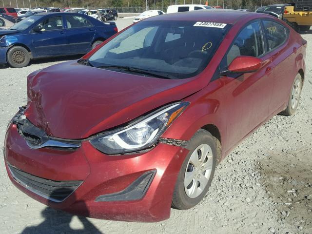 5NPDH4AE1GH701302 - 2016 HYUNDAI ELANTRA SE RED photo 2