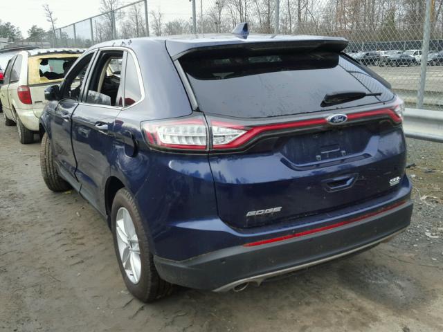 2FMPK3J99GBB02943 - 2016 FORD EDGE SEL BLUE photo 3