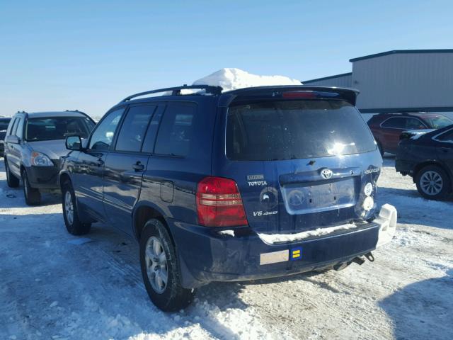 JTEHF21A130113444 - 2003 TOYOTA HIGHLANDER BLUE photo 3