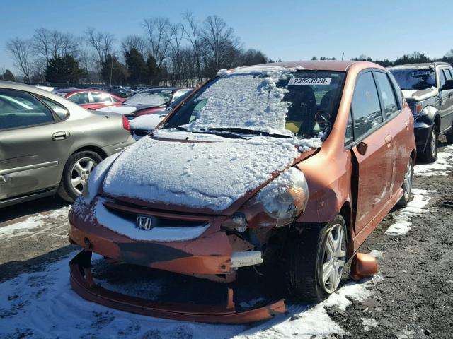 JHMGD37698S032474 - 2008 HONDA FIT SPORT ORANGE photo 2