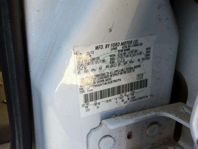 1FT7W2AT4CEB78079 - 2012 FORD F250 SUPER WHITE photo 10