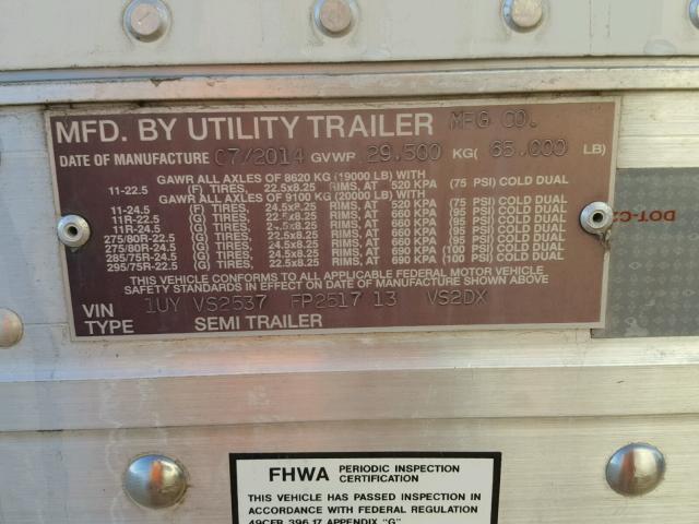 1UYVS2537FP251713 - 2015 UTILITY TRAILER WHITE photo 10