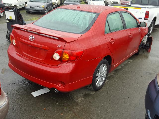 1NXBU40E89Z096557 - 2009 TOYOTA COROLLA BA RED photo 4