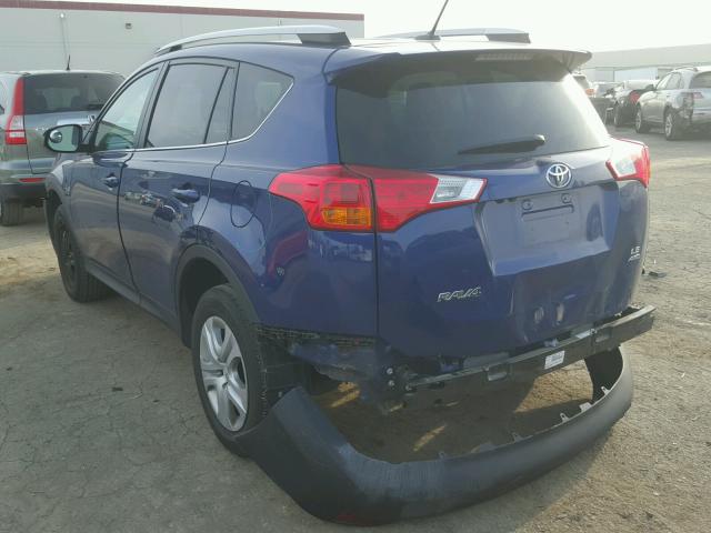 2T3BFREV3EW149408 - 2014 TOYOTA RAV4 LE BLUE photo 3