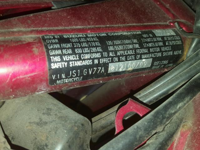 JS1GV77A812100709 - 2001 SUZUKI GSF1200 BA RED photo 10