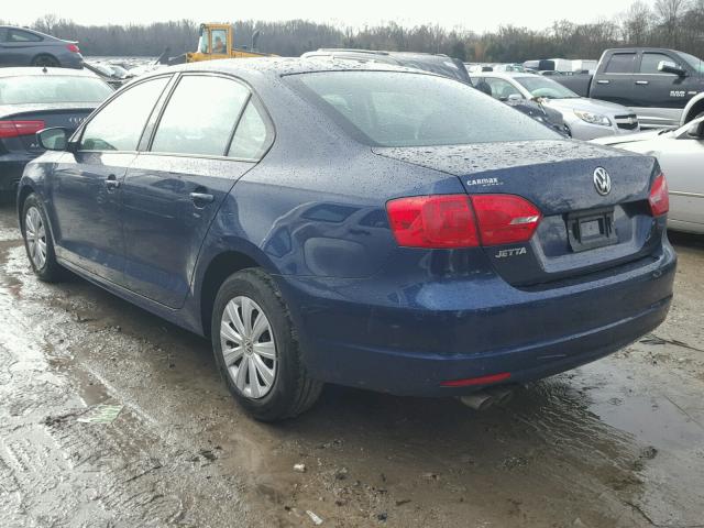 3VW2K7AJ3EM328212 - 2014 VOLKSWAGEN JETTA BASE BLUE photo 3