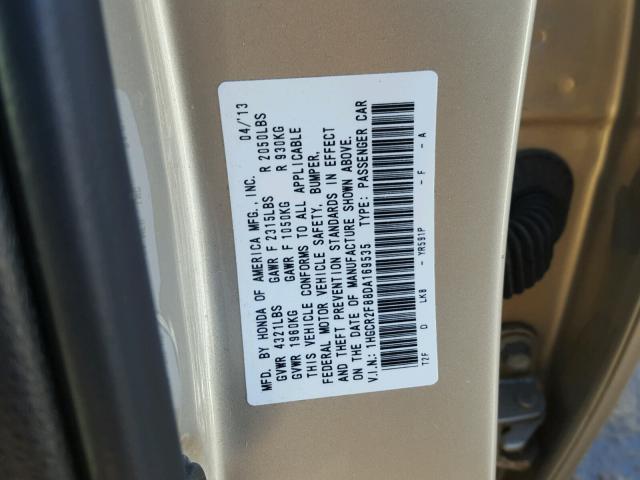 1HGCR2F88DA169535 - 2013 HONDA ACCORD EXL GOLD photo 10