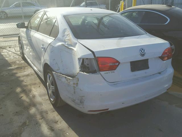 3VW2K7AJ6BM374497 - 2011 VOLKSWAGEN JETTA BASE WHITE photo 3