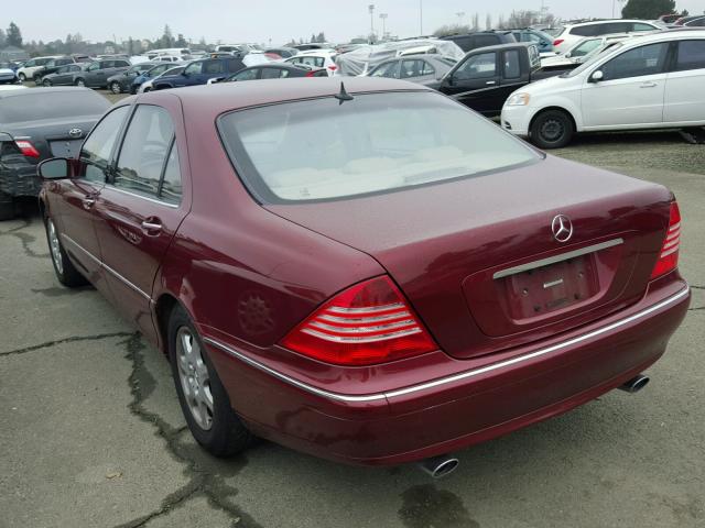 WDBNG75J91A161310 - 2001 MERCEDES-BENZ S 500 BURGUNDY photo 3