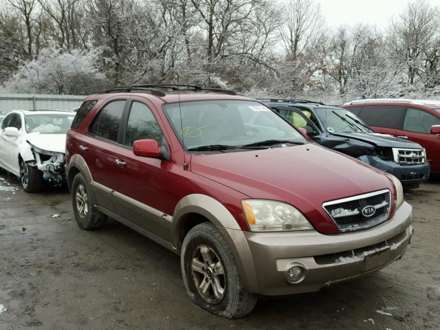 KNDJC733X45304374 - 2004 KIA SORENTO EX BURGUNDY photo 1