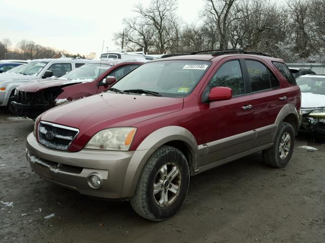 KNDJC733X45304374 - 2004 KIA SORENTO EX BURGUNDY photo 2