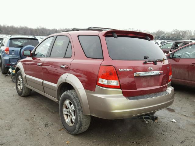 KNDJC733X45304374 - 2004 KIA SORENTO EX BURGUNDY photo 3