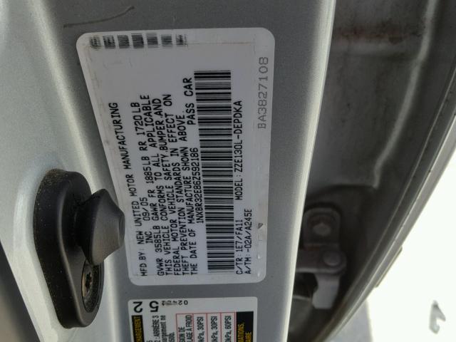 1NXBR32E86Z592186 - 2006 TOYOTA COROLLA CE SILVER photo 10