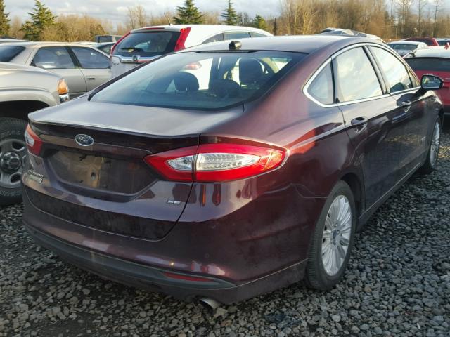 3FA6P0PU6DR235626 - 2013 FORD FUSION SE BURGUNDY photo 4