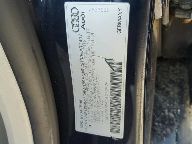 WAUVT68E92A272525 - 2002 AUDI A4 3.0 AVA BLUE photo 10