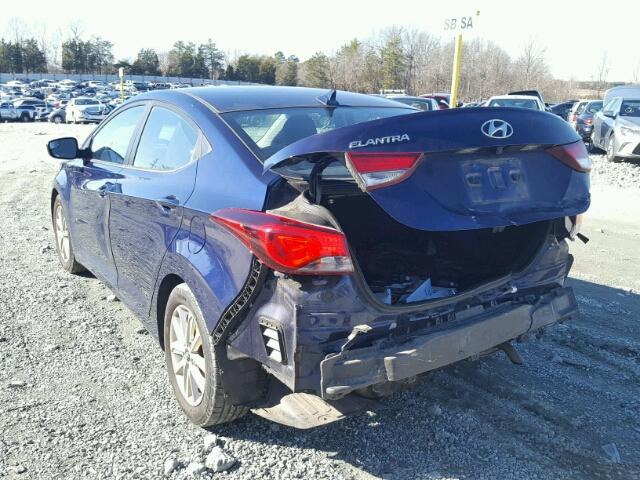 5NPDH4AE2EH534204 - 2014 HYUNDAI ELANTRA SE BLUE photo 3