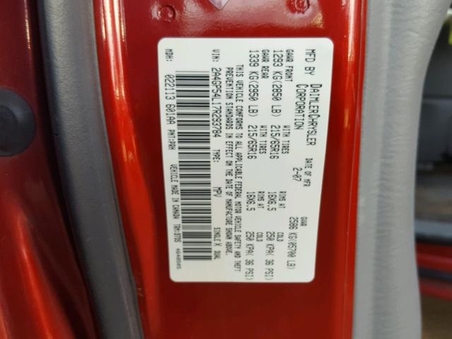 2A4GP54L17R293784 - 2007 CHRYSLER TOWN & COU RED photo 10