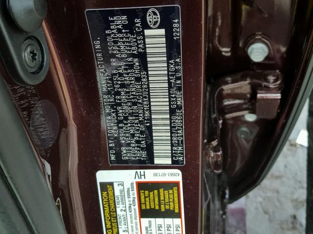 4T1BK1EBXJU282835 - 2018 TOYOTA AVALON XLE BLACK photo 10