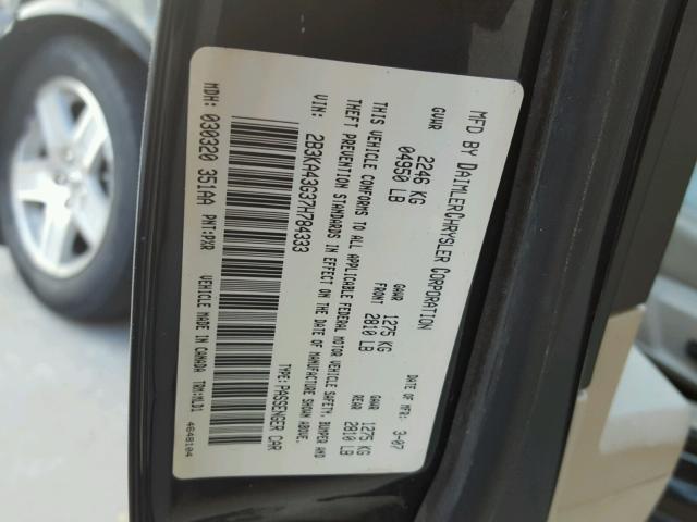 2B3KA43G37H784333 - 2007 DODGE CHARGER SE BLACK photo 10