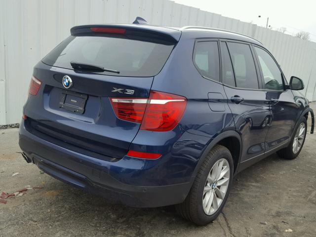 5UXWZ7C39H0V89011 - 2017 BMW X3 SDRIVE2 BLUE photo 4