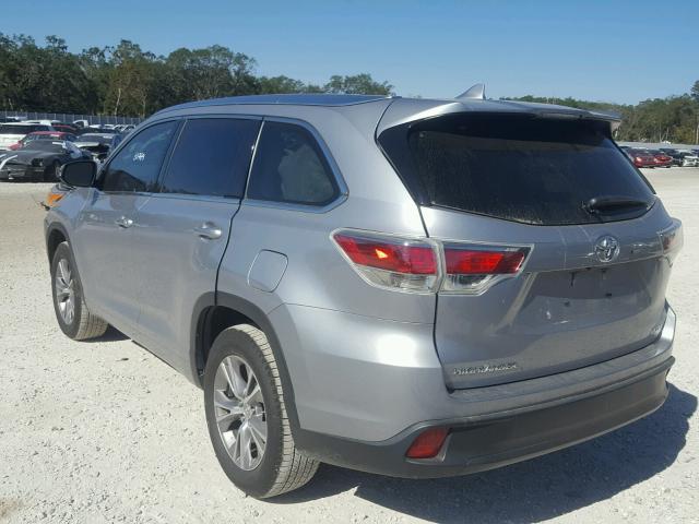 5TDKKRFH4ES019126 - 2014 TOYOTA HIGHLANDER SILVER photo 3