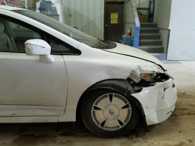 JHMFA36268S013223 - 2008 HONDA CIVIC HYBR WHITE photo 9