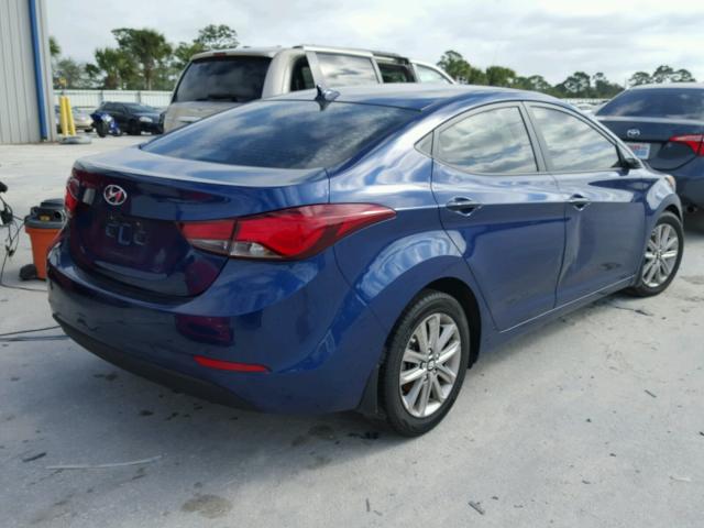 5NPDH4AE1FH573089 - 2015 HYUNDAI ELANTRA SE BLUE photo 4