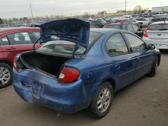 1B3ES56C72D648186 - 2002 DODGE NEON ES BLUE photo 4