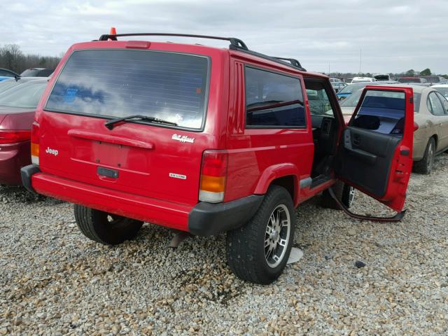 1J4FT47SXYL250365 - 2000 JEEP CHEROKEE S RED photo 4