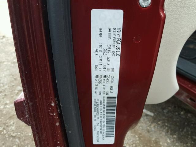 2C4RDGCG4HR806910 - 2017 DODGE GRAND CARA MAROON photo 10