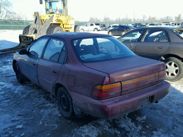 1NXAE00E7PZ015028 - 1993 TOYOTA COROLLA LE MAROON photo 3