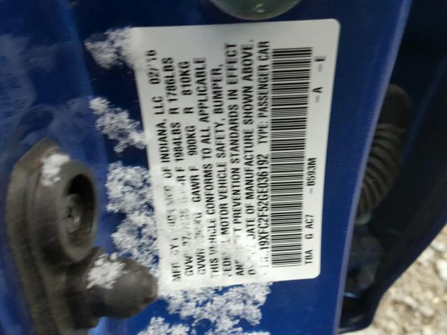 19XFC2F52GE036192 - 2016 HONDA CIVIC LX BLUE photo 10