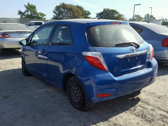 JTDJTUD35CD541260 - 2012 TOYOTA YARIS BLUE photo 3