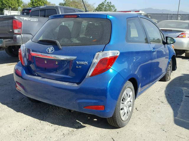 JTDJTUD35CD541260 - 2012 TOYOTA YARIS BLUE photo 4