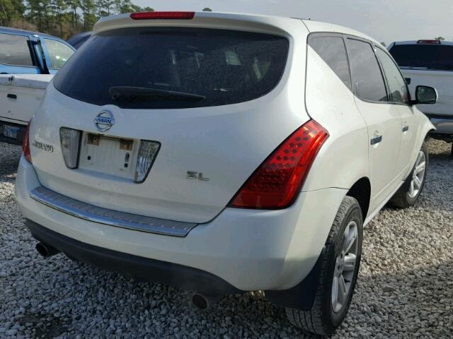 JN8AZ08T56W421991 - 2006 NISSAN MURANO SL WHITE photo 4