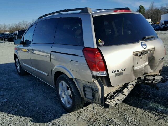 5N1BV28U75N132854 - 2005 NISSAN QUEST S SILVER photo 3