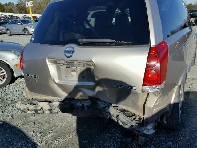 5N1BV28U75N132854 - 2005 NISSAN QUEST S SILVER photo 9