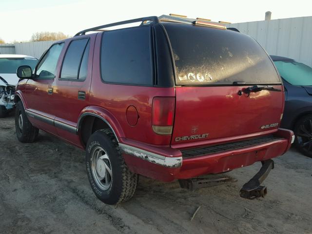 1GNDT13W3S2242746 - 1995 CHEVROLET BLAZER BURGUNDY photo 3